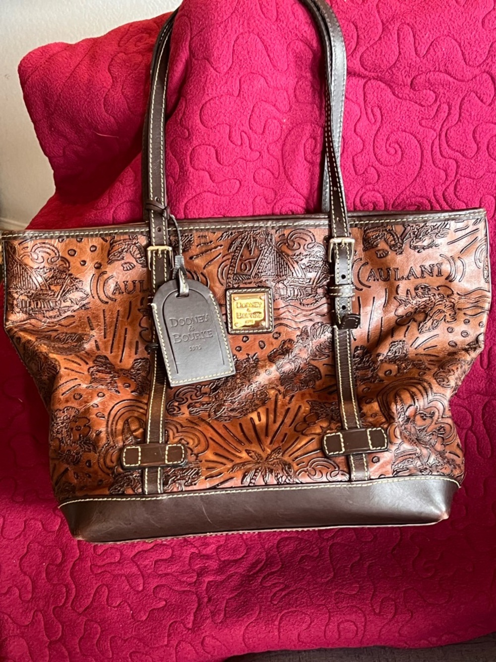 Dooney & Bourke Aulani Hawaii Leather Tote – Rare Disney Resort Exclusive Brown